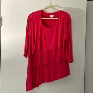 Susan Graver Vibrant Red Layered Tunic